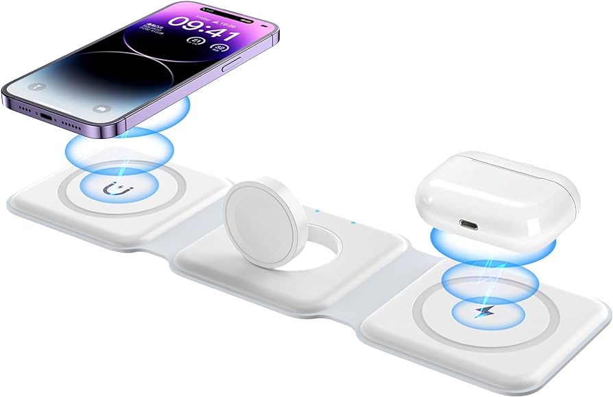 3 in 1 Magnetic Foldable MagSafe Wireless Charger for iPhone 16 to 12 Series