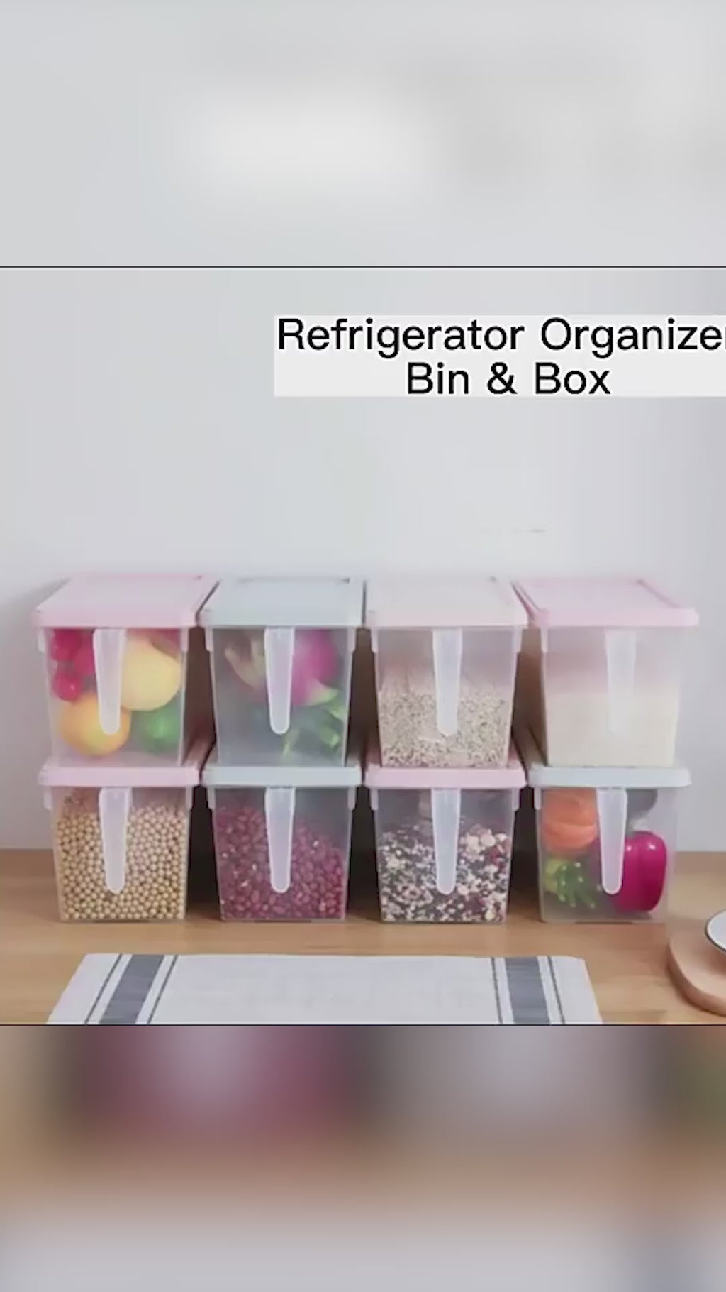 Fridge storage containers- jar Set Plastic Refrigerator Box with Handles and Airtight Lid Unbreakable kitchen storage Fruits Basket - 1000 ml (Pack of 6, Pink)