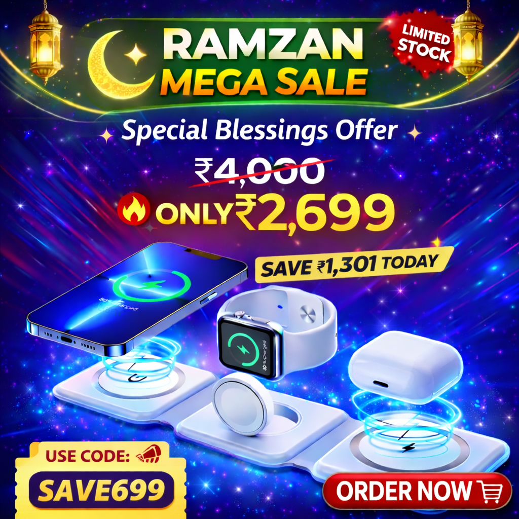 3 in 1 Magnetic Foldable MagSafe Wireless Charger for iPhone 16 to 12 Series